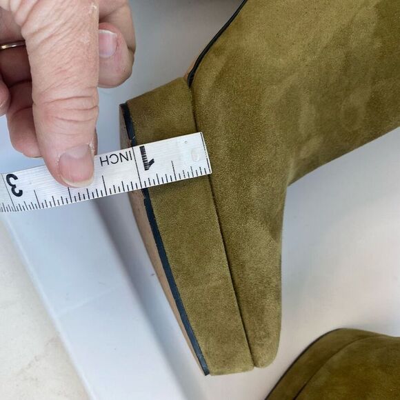 Jessica Simpson Womens 7.5 Kaiyah Platform Fatigue Green Suede Bootie Heeled Boo - Picture 8 of 12